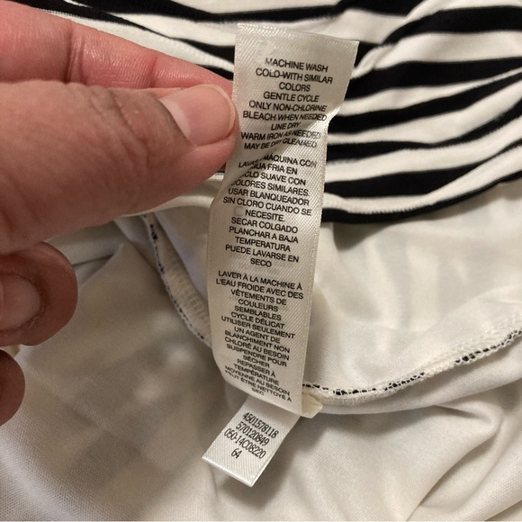 Chico’s Wave Striped Print Textured Faux Wrap 3/4 Length Sleeve Dress Chicos  3 - Picture 10 of 14